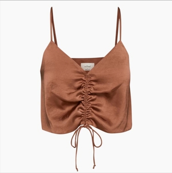 Wilfred Tops - Aritzia Wilfred Camisole Ruched Cropped Tank Burnt Orange Honey